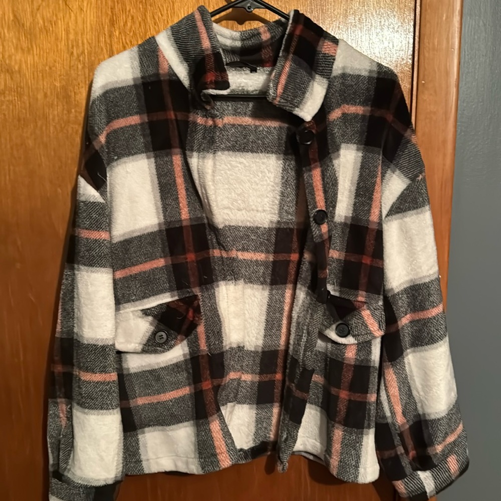 Fuzzy plaid button down